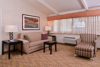 Suite, 1 Queen Bed, Refrigerator & Microwave, Courtyard Area (Living Room)