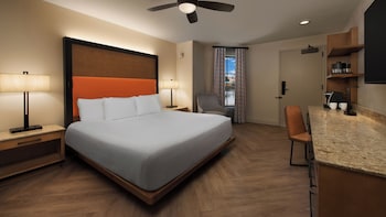 Village - King Bed. Hearing accessible - visual alarms and notifications. 1 king bed.